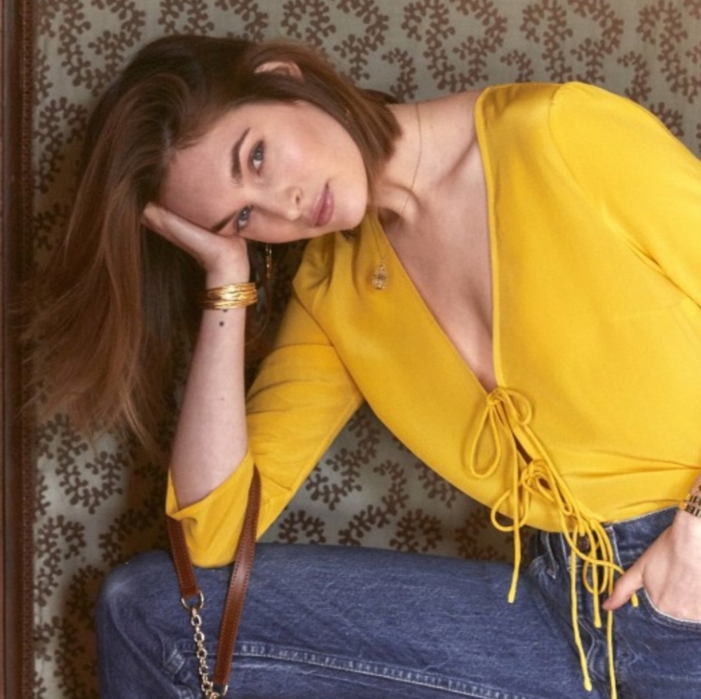 🆕 SEZANE Gloria Blouse Saffron New With Tags - Picture 3 of 6